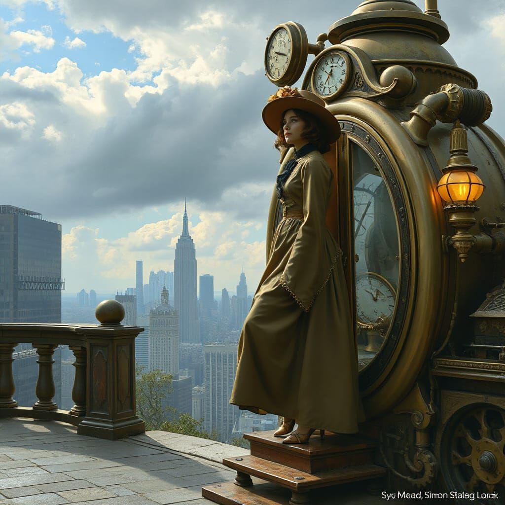 Victorian Lady's Time Travel Journey in Steampunk Style