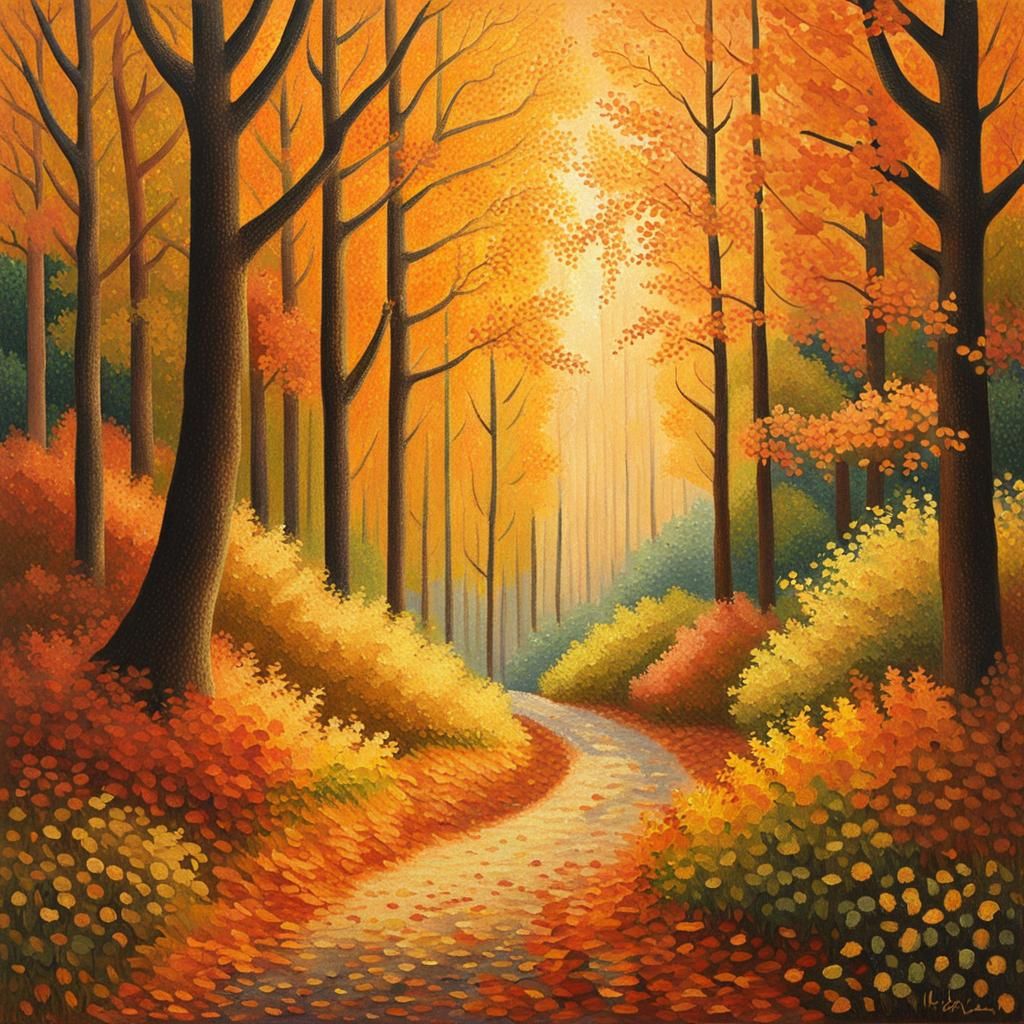 Pointillism - autumn leaves