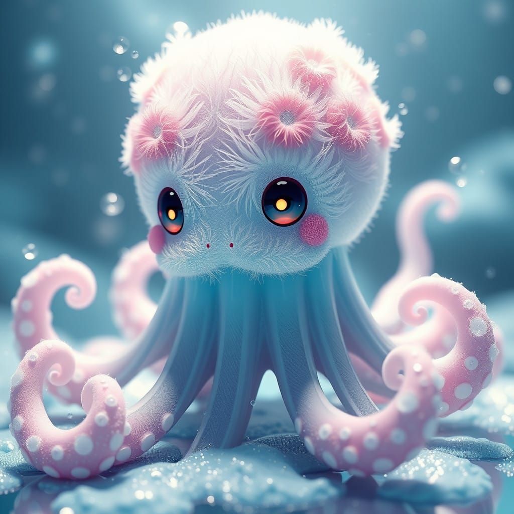 Mystical Water Dumbo Octopus in Vibrant Anime Style