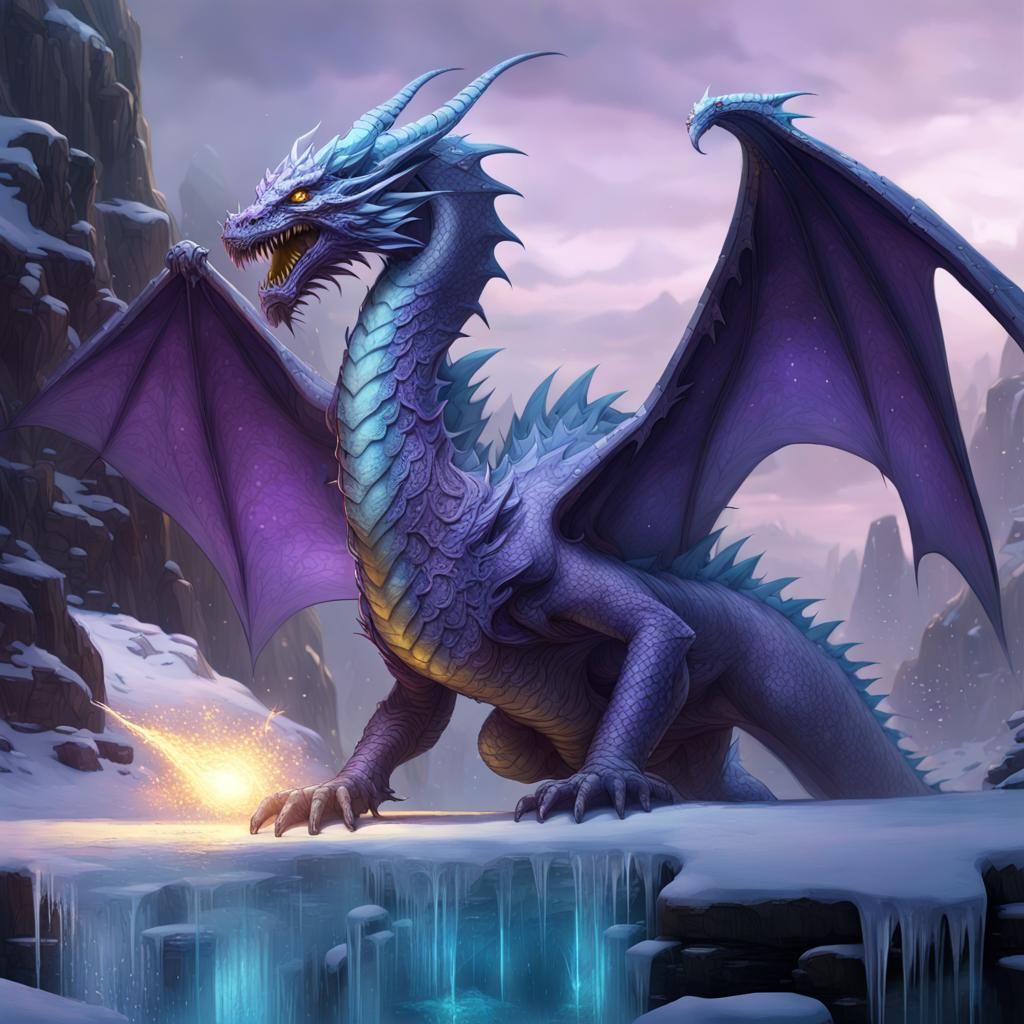 Icy Dragon in Dark Fantasy Style
