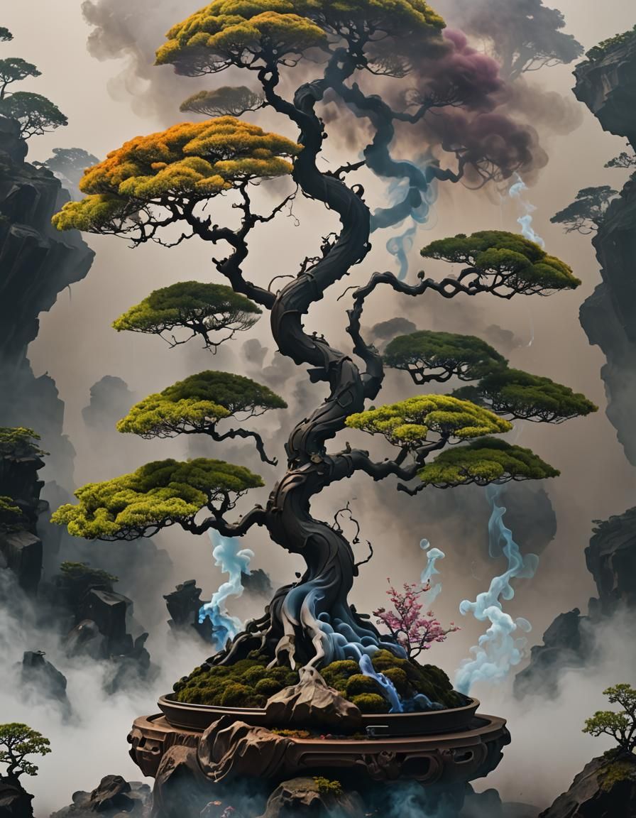 Smokey Bonsai in WLOP and Krenz Cushart Style