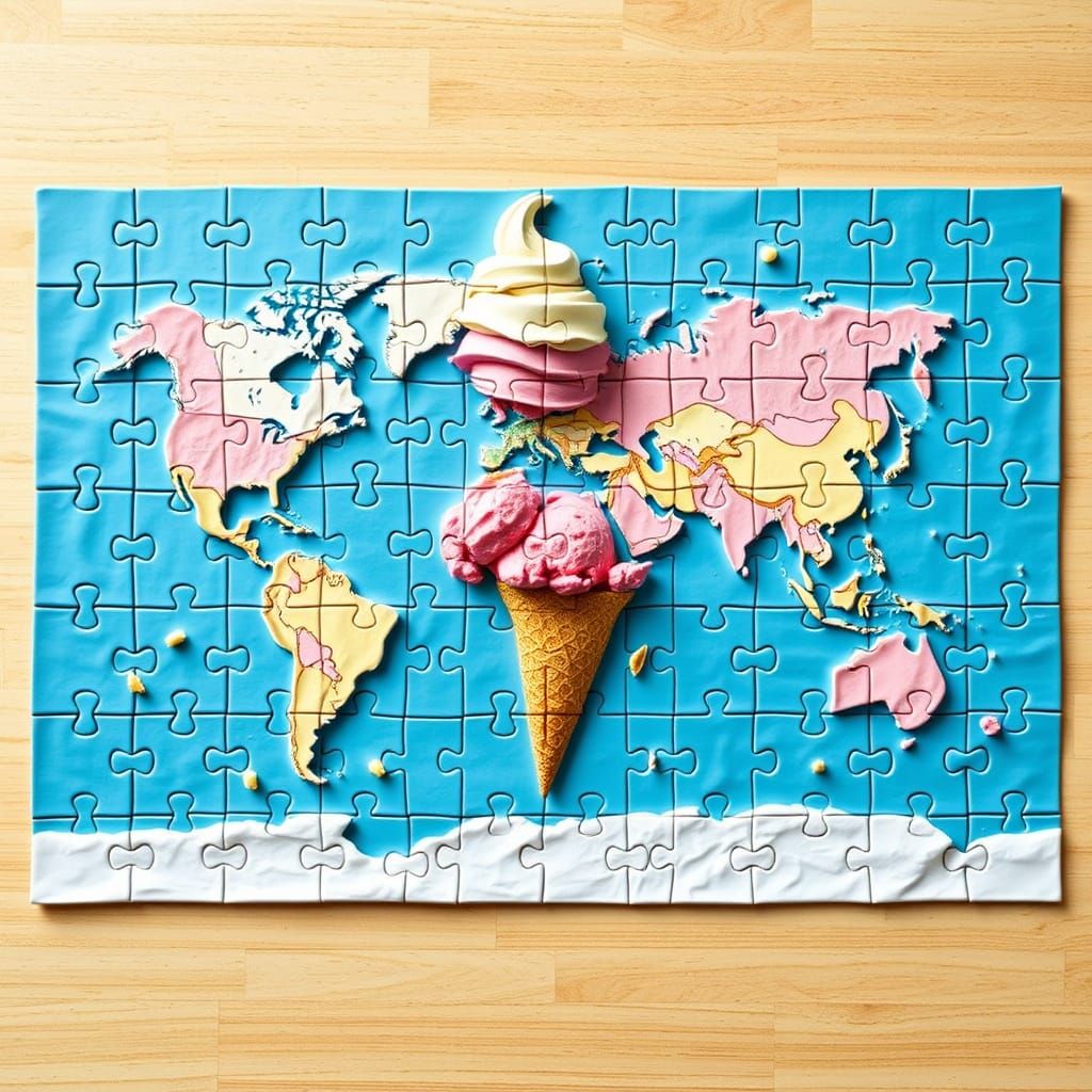 World Puzzle Presented as Ice Cream