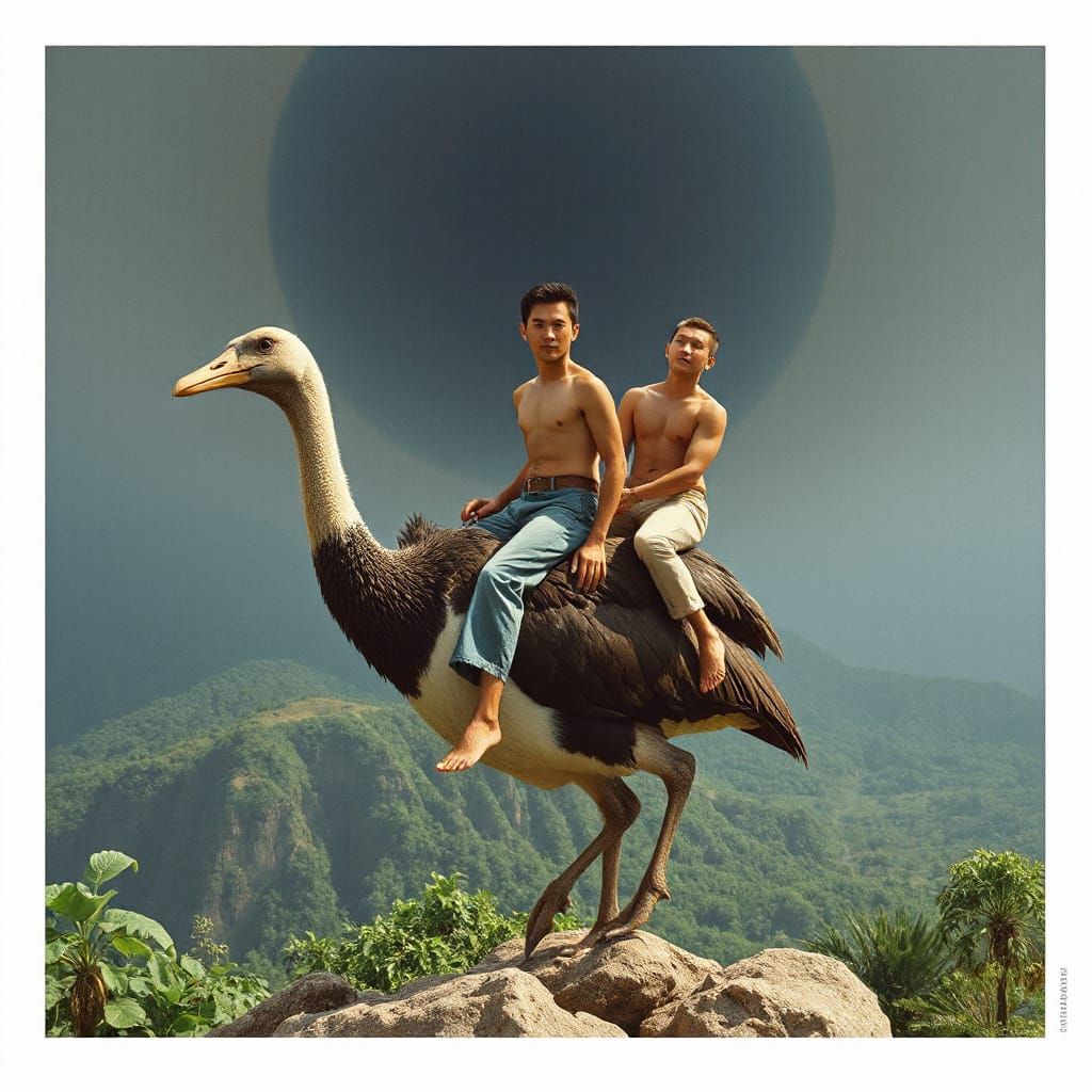 Pre-Raphaelite Dodo Riders in Madagascar Jungle