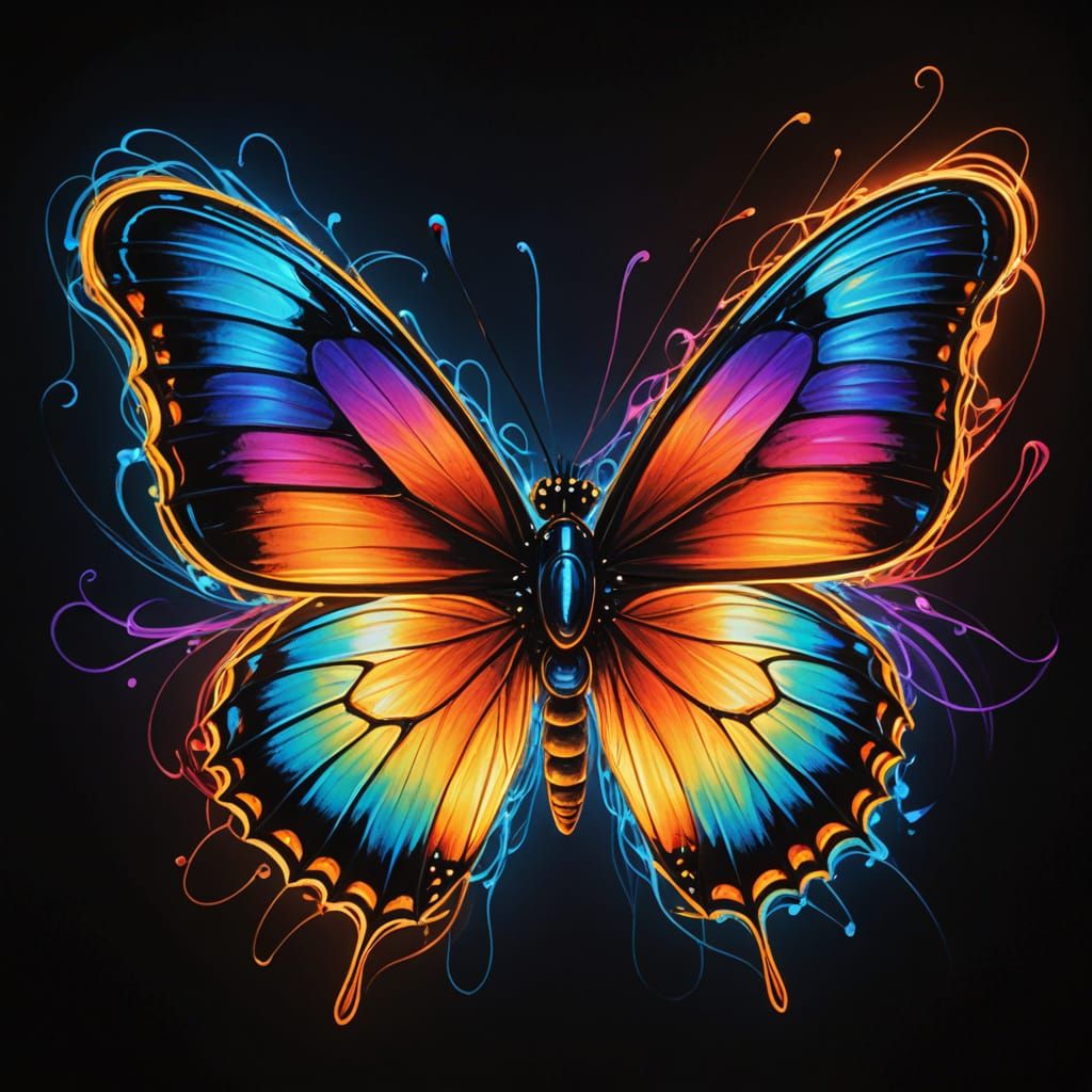 Detailed butterfly, Multicolored light painting