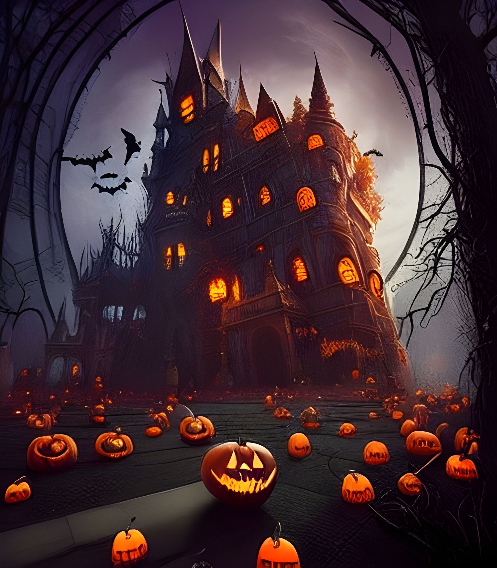 Epic Halloween City in Biopunk Dystopia