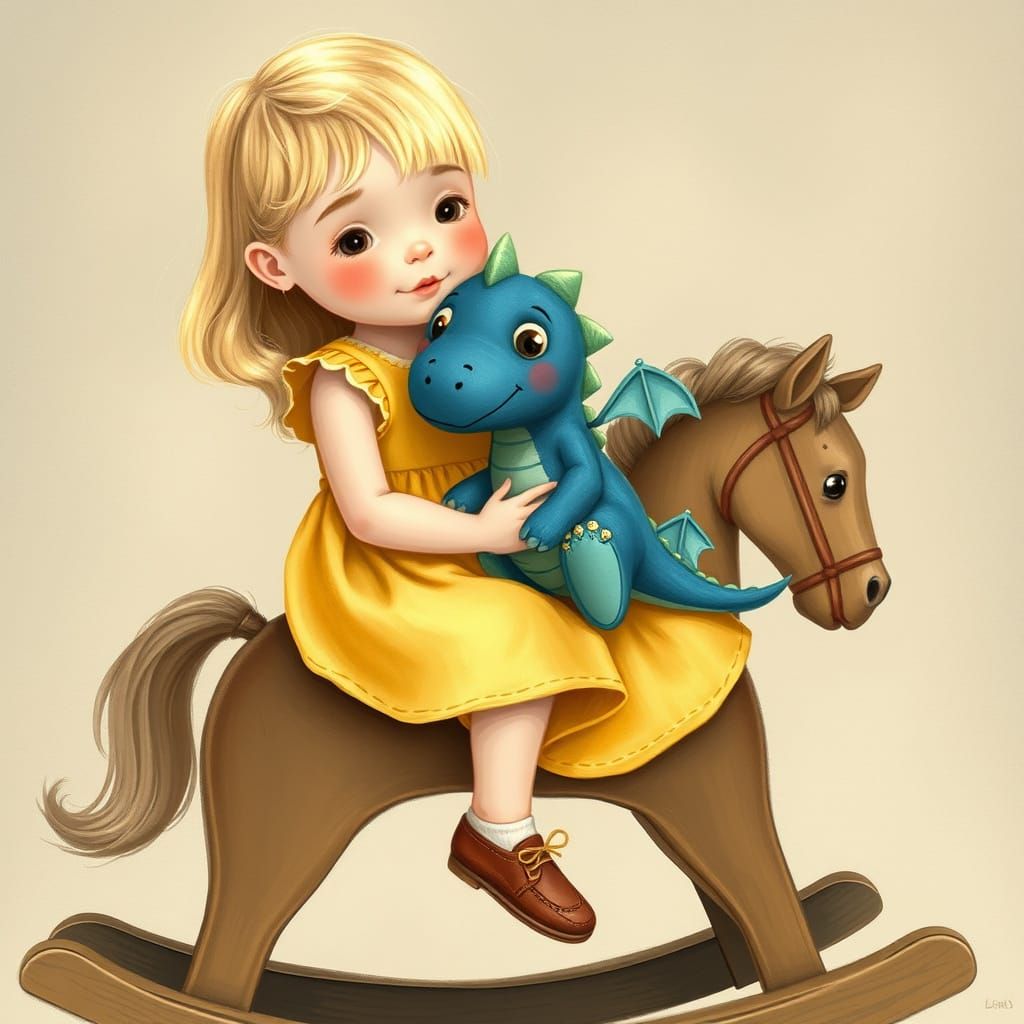 Whimsical Woodland Girl with Dragon Companion