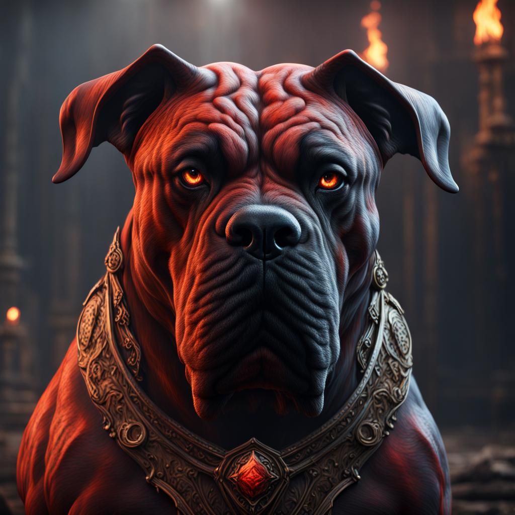 Detailed Bull Mastiff Demon Fantasy Art