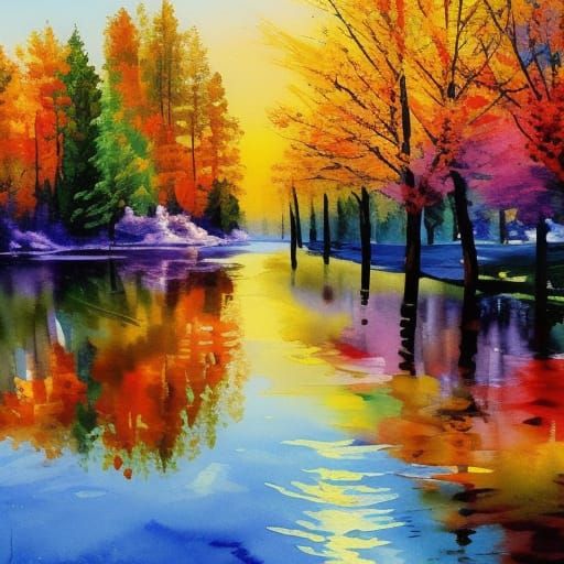 Seasonal Transitions in Gouache Style Watercolor