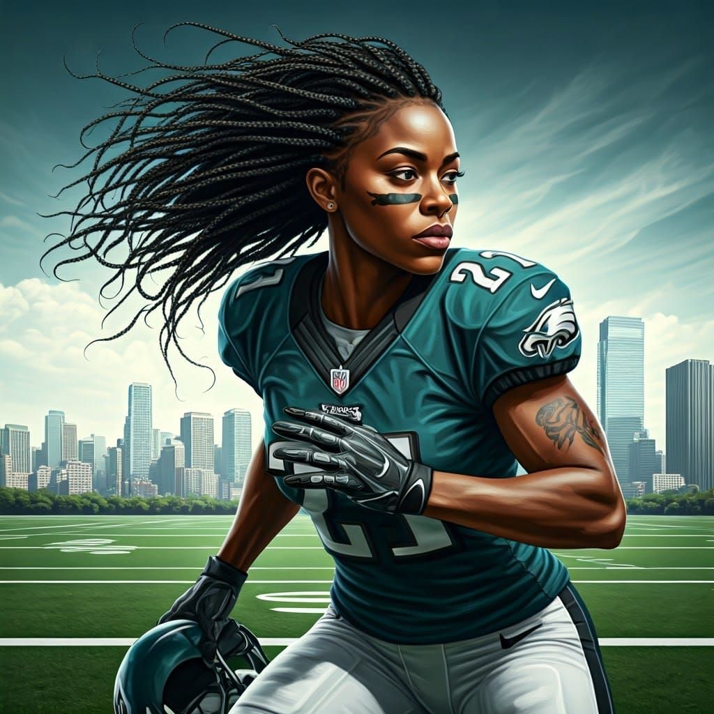 Surreal NFL Player in Action, Inspired by Street Art