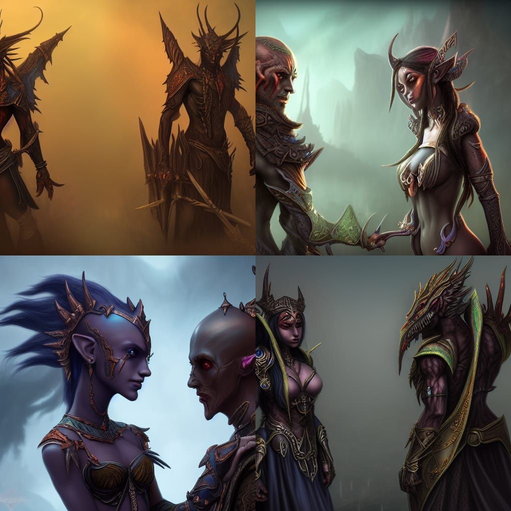 Fantasy Dark Elf Couple Concept Art