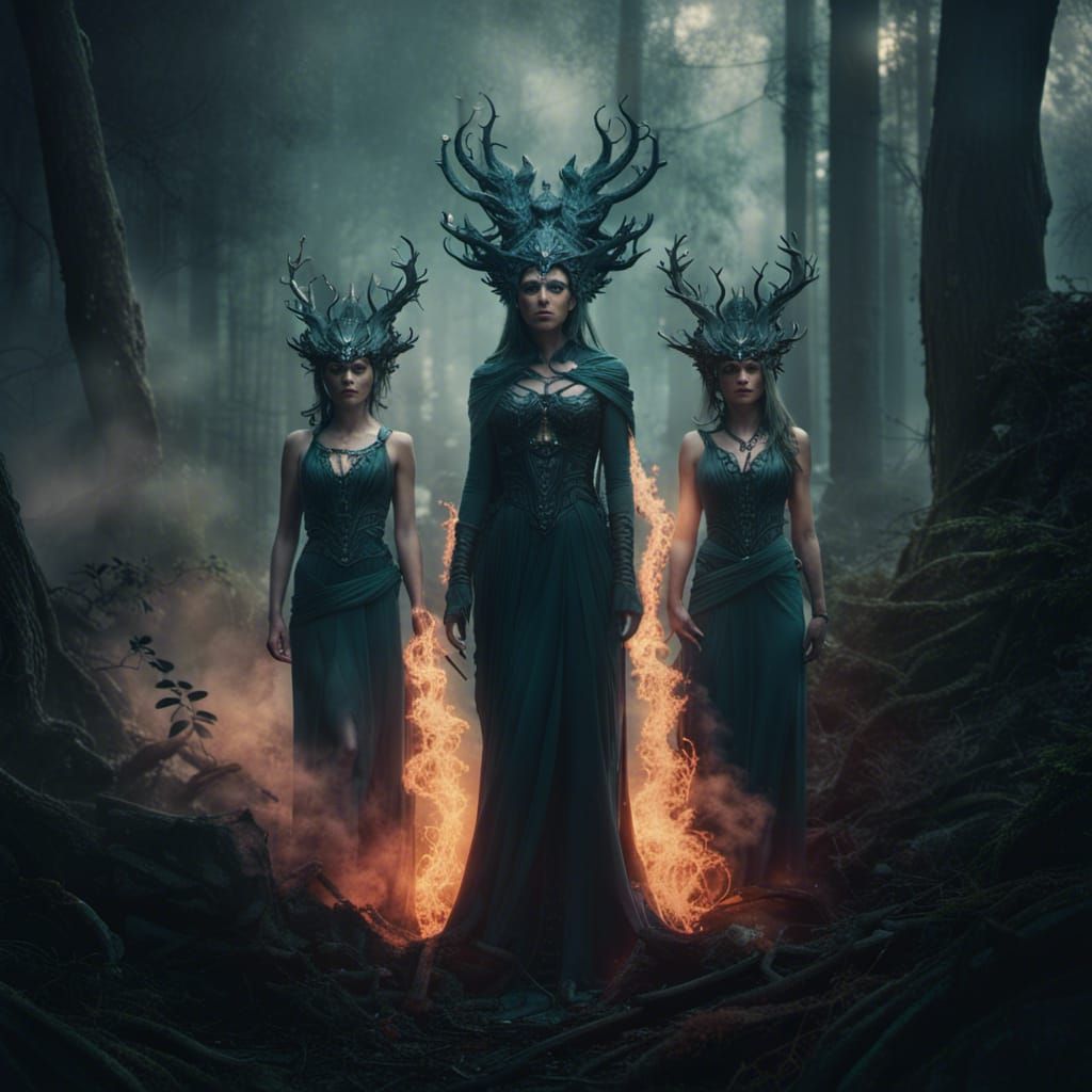 Mystical Hecate in Forest Fantasy Art