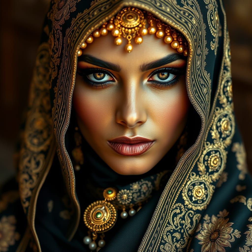Elegant Indian Noblewoman in Luxurious Niqab
