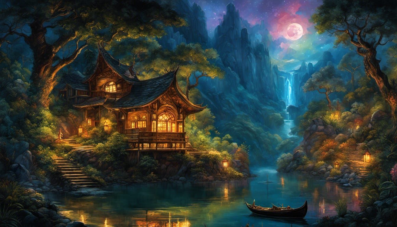 Pirates in a Starry Wonderland: Impressionist Gouache Painti...