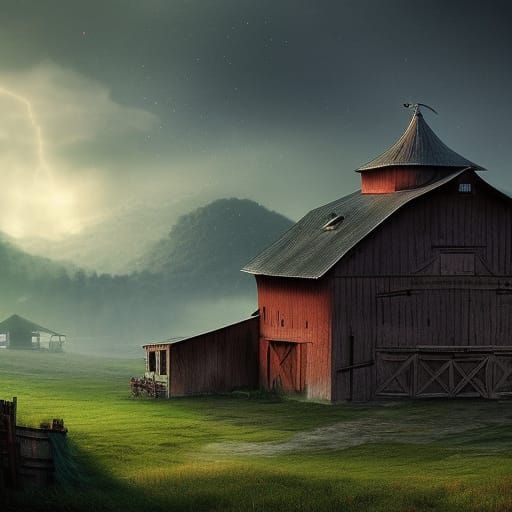 Glowing Goats in a Brightly Lit Barn