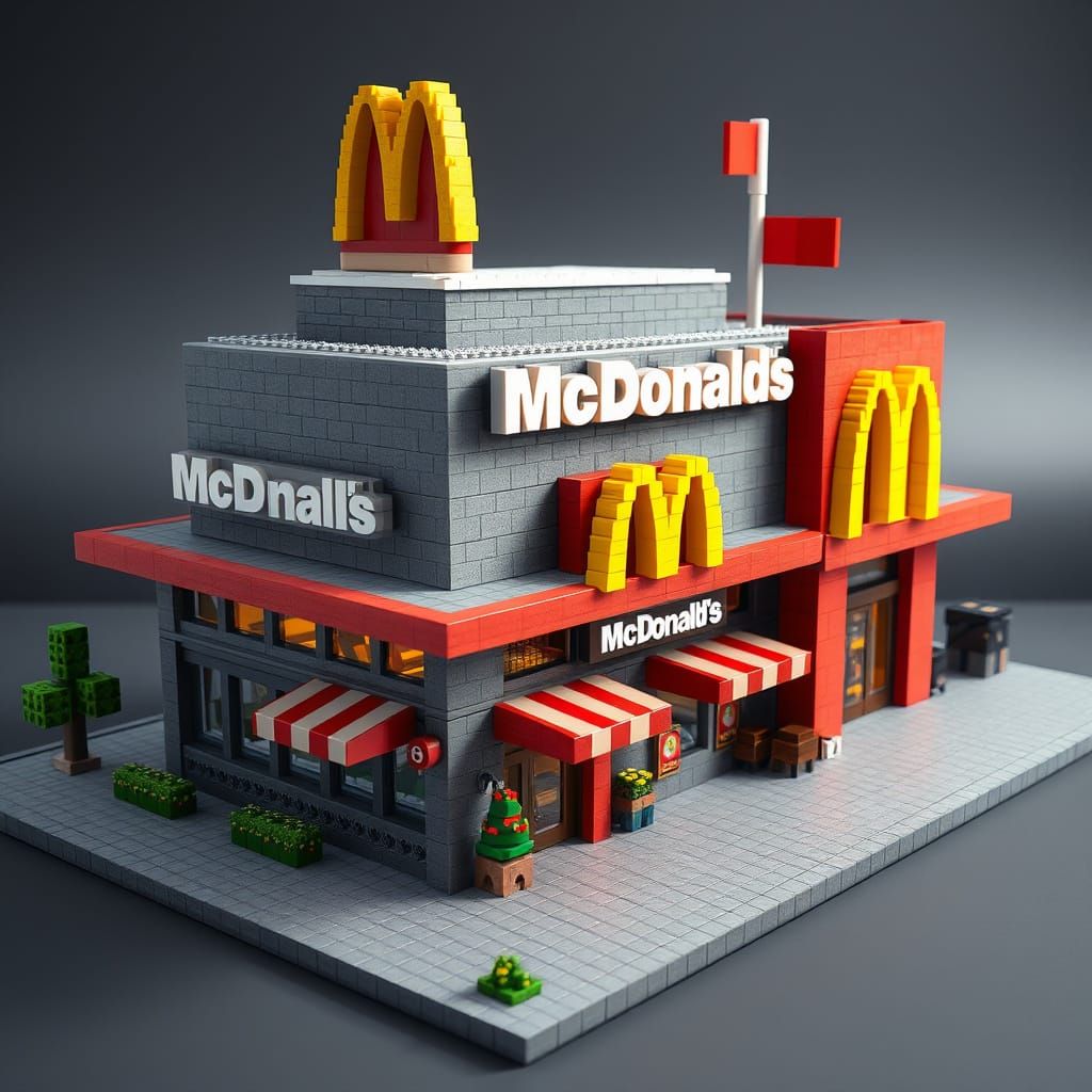 Minecraft McDonald's Restaurant in Pixel Art Style