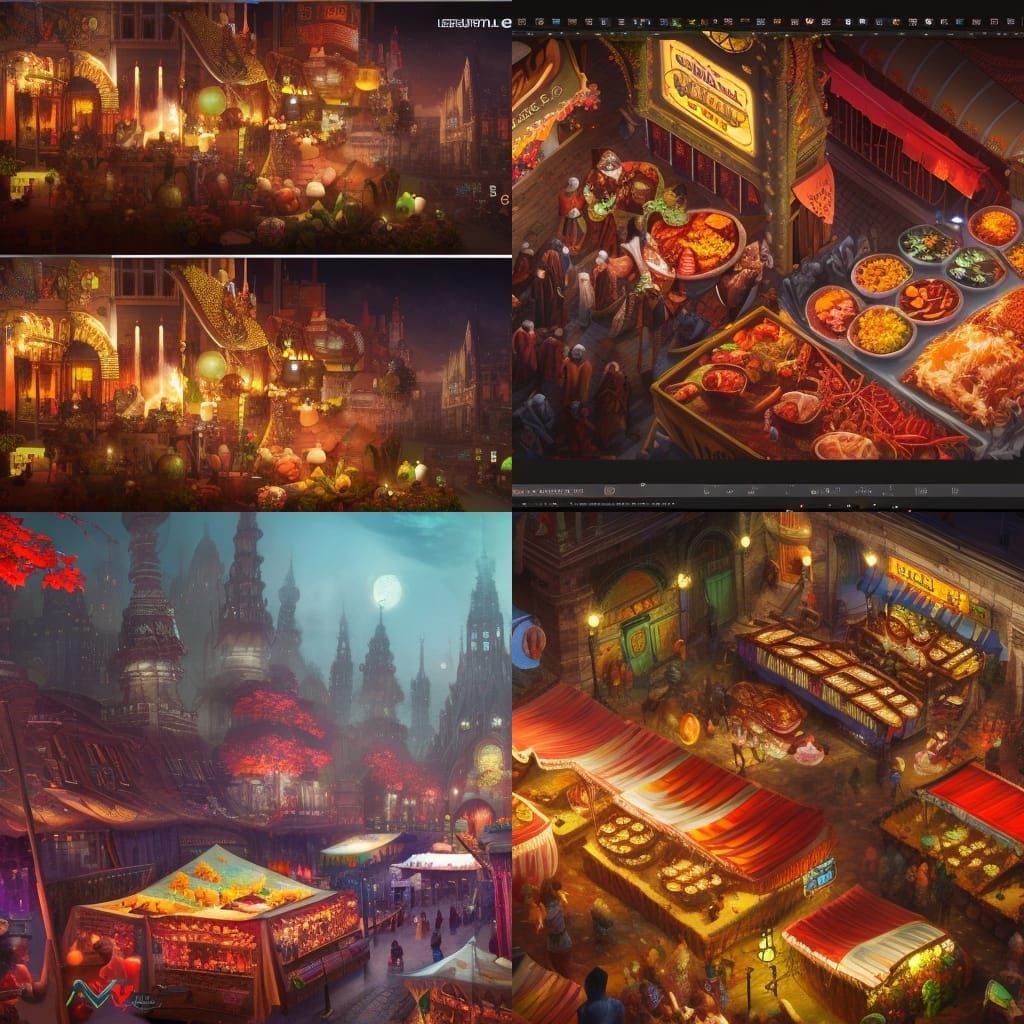 Night Food Festival: Detailed Matte Painting
