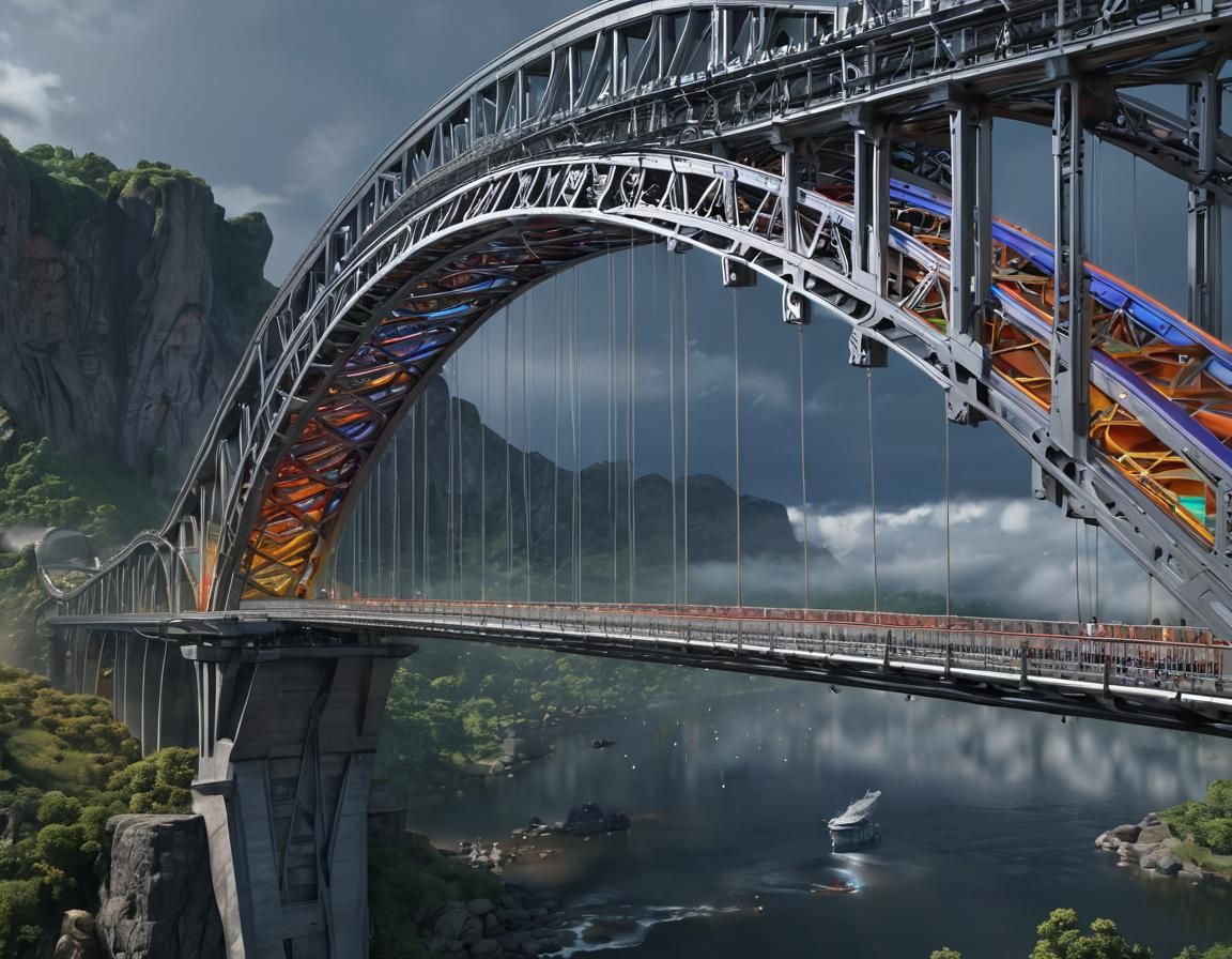 Hyper-Detailed Rainbow Bridge Masterpiece in 16K
