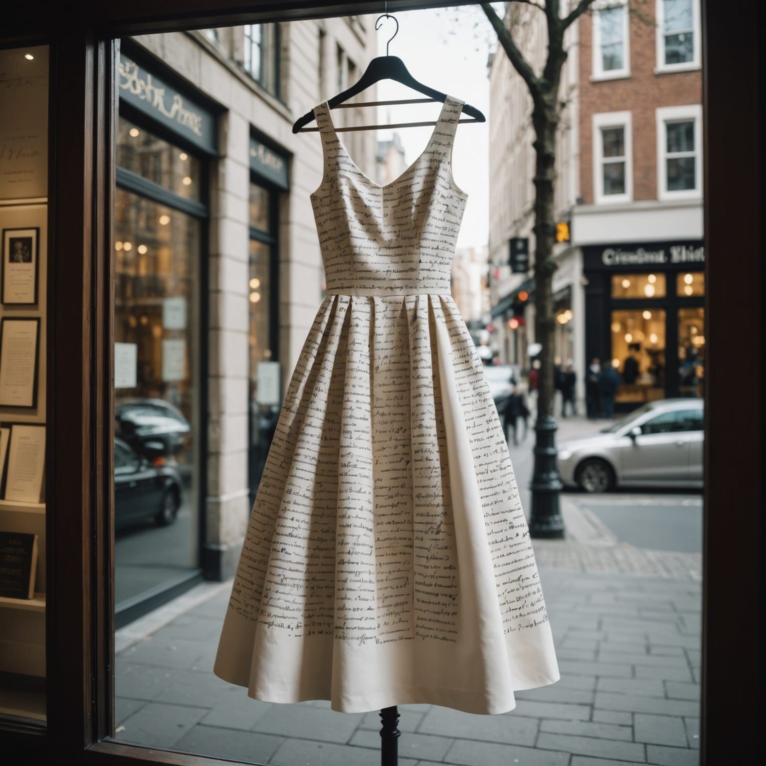 Dress Made of Calligraphy in Book-Inspired Window