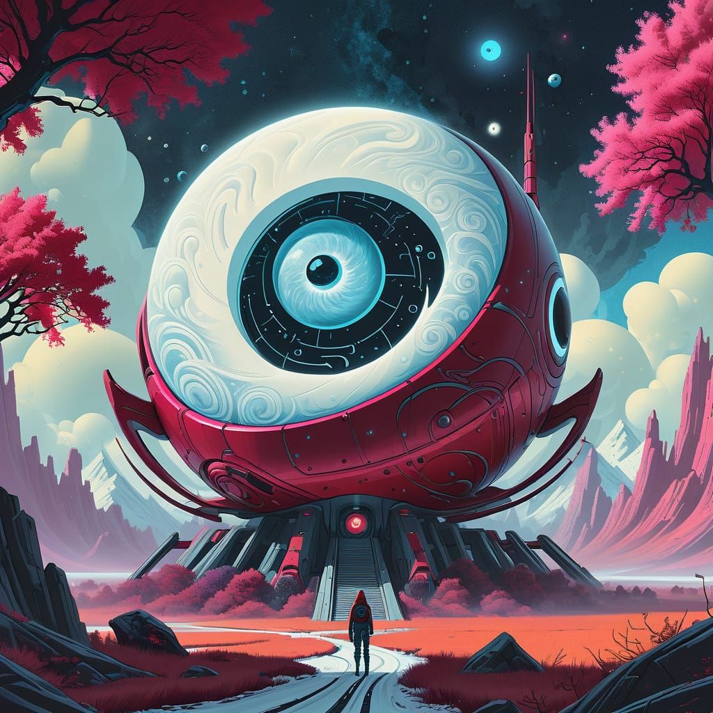 Ethereal Yin Yang Blooms Among Vibrant Galaxies