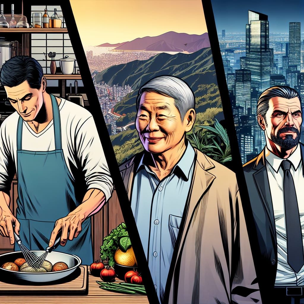 Comic Book Panel of Man Cooking in Kitchen