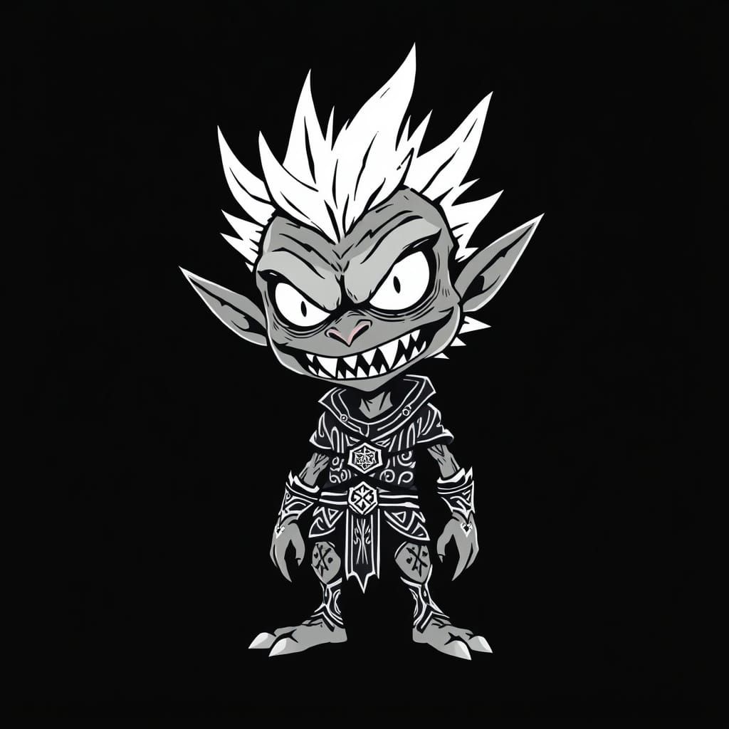 Menacing Monochromatic Creature in Graphic Style