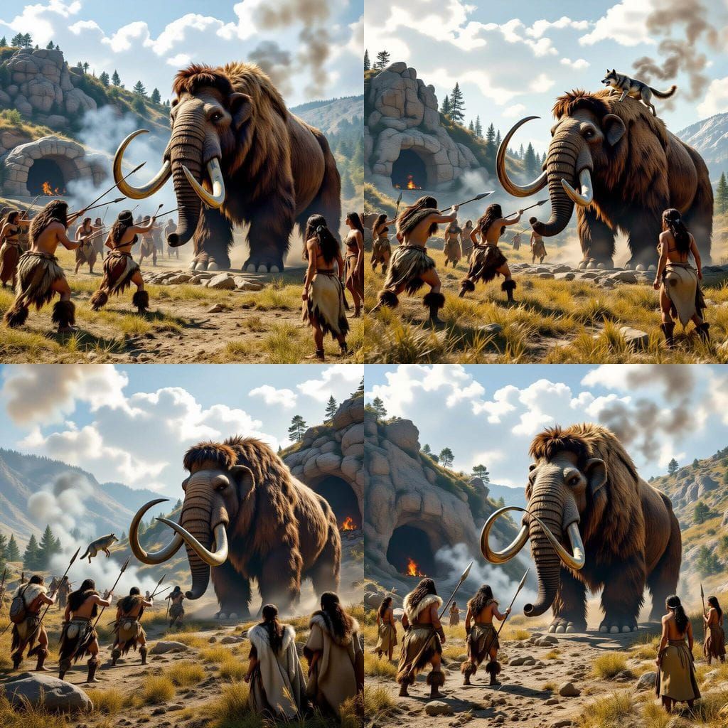 Stone Age Mammoth Hunt: A Cinematic Scene