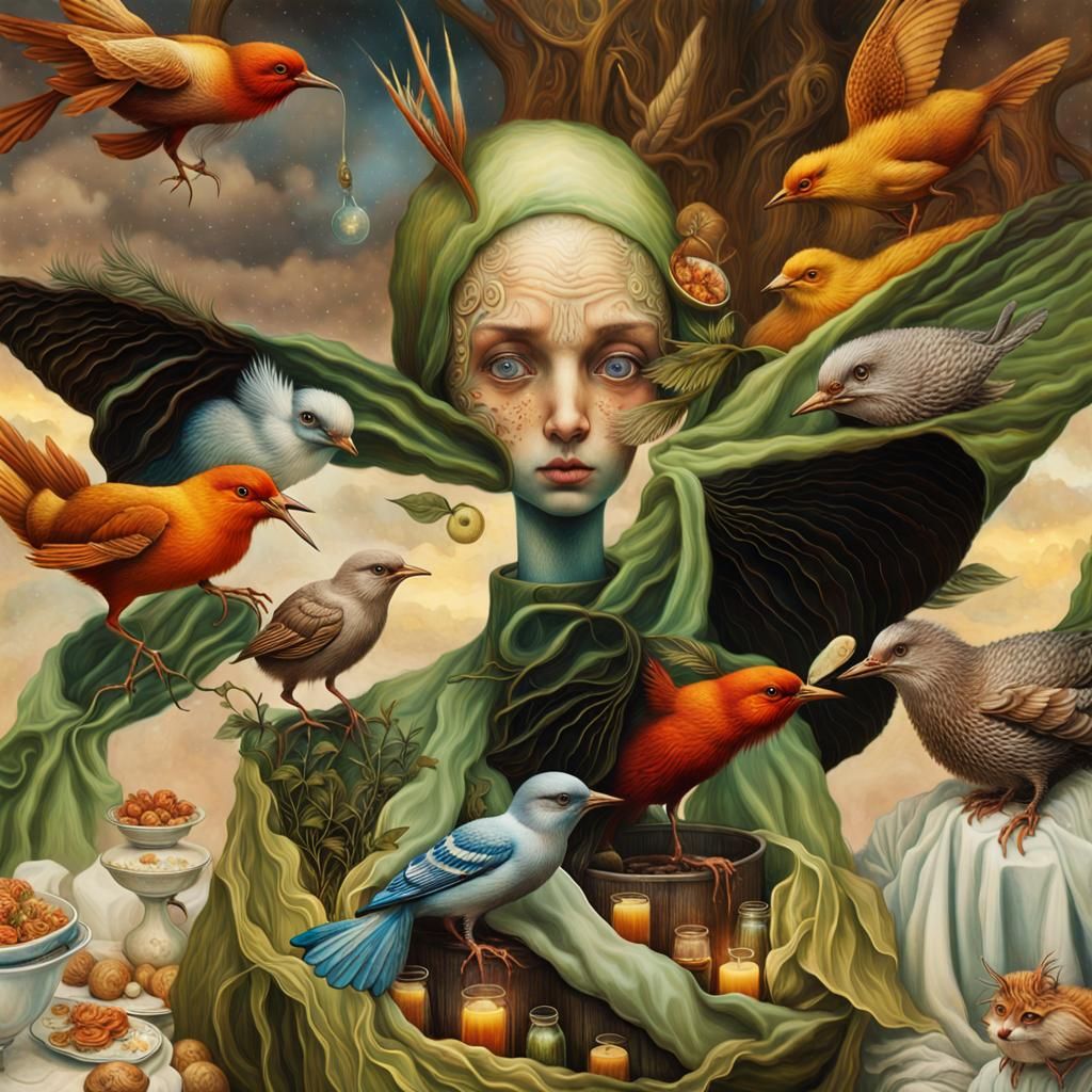 Magical Biological Forms in Surreal Dreamscape