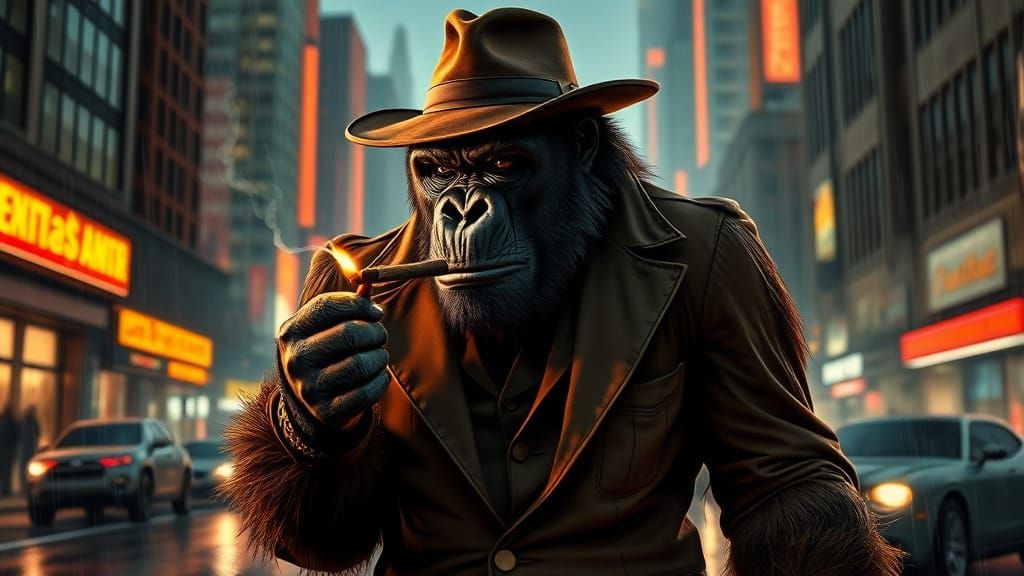 Detective Gorilla Spots His Quarry