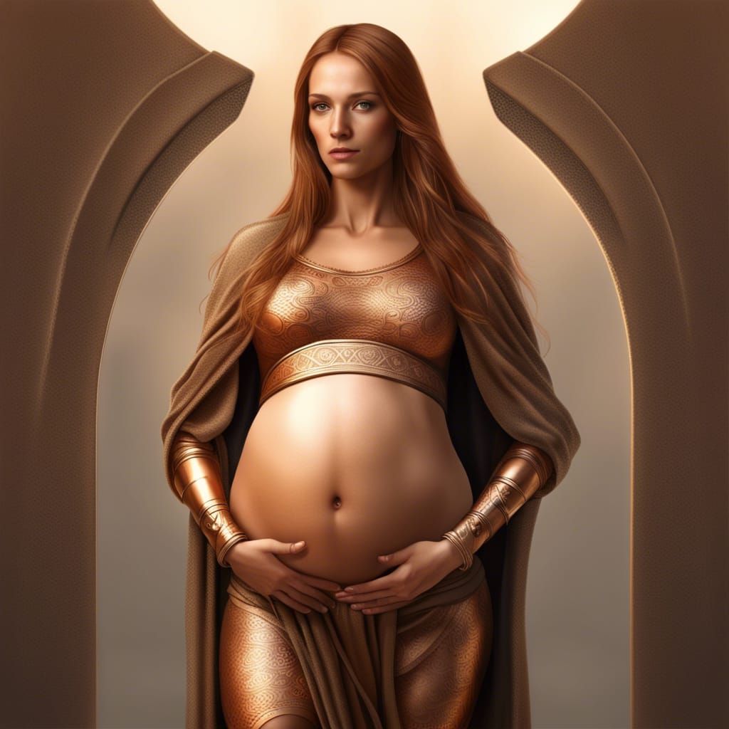 Pregnant Woman in Armor: Photorealistic Fantasy Art