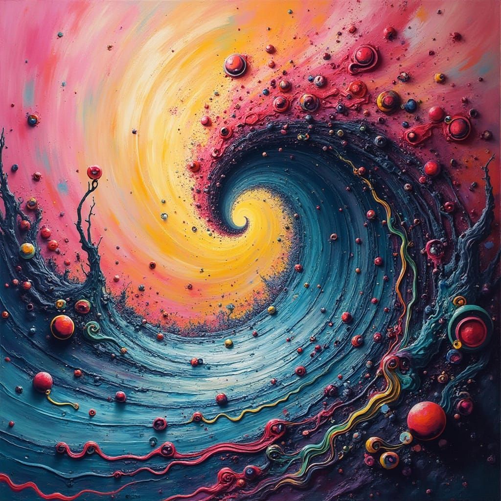 Vibrant Surrealist Masterpiece in Abstract Expressionist Sty...