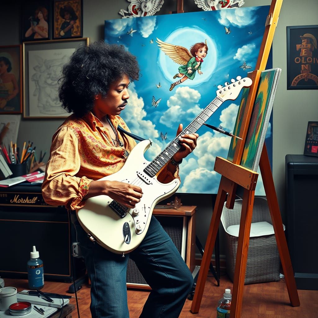 Jimi Hendrix Creates Artistic Masterpiece in Studio