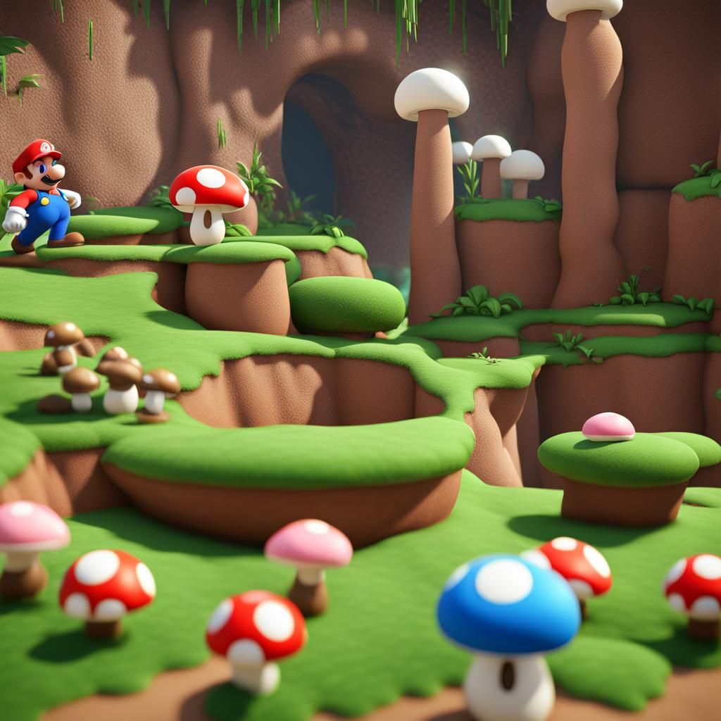 Nintendo Mario in Mushroom Land: 8k Unreal Engine Render