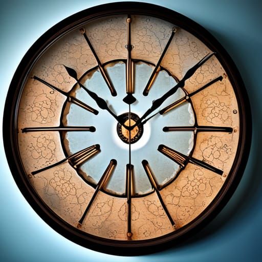 1950's Wall Clock analog clock with decorative background wi...