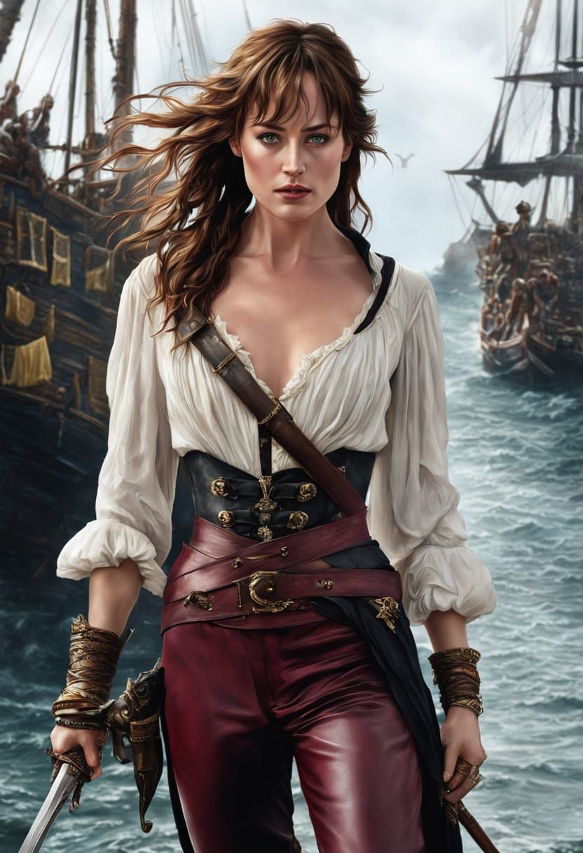Dakota Johnson as a Pirate with Cutlass