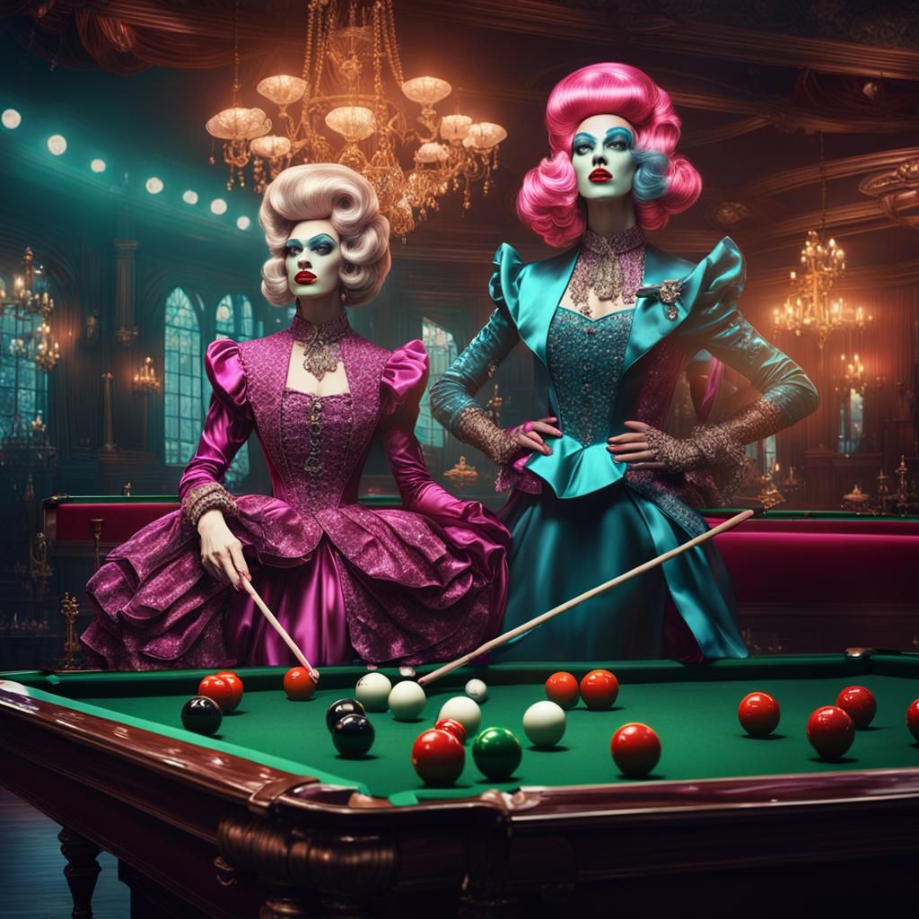 Extravagant Drag Queen Plays Snooker: Fantasy Concept Art
