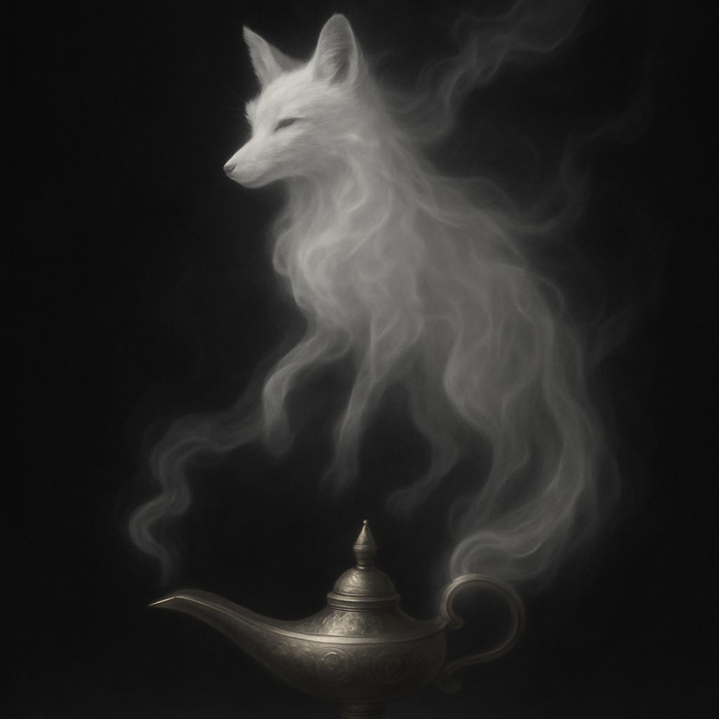 Ghostly Smoke Fox Emanates from Genie Lamp
