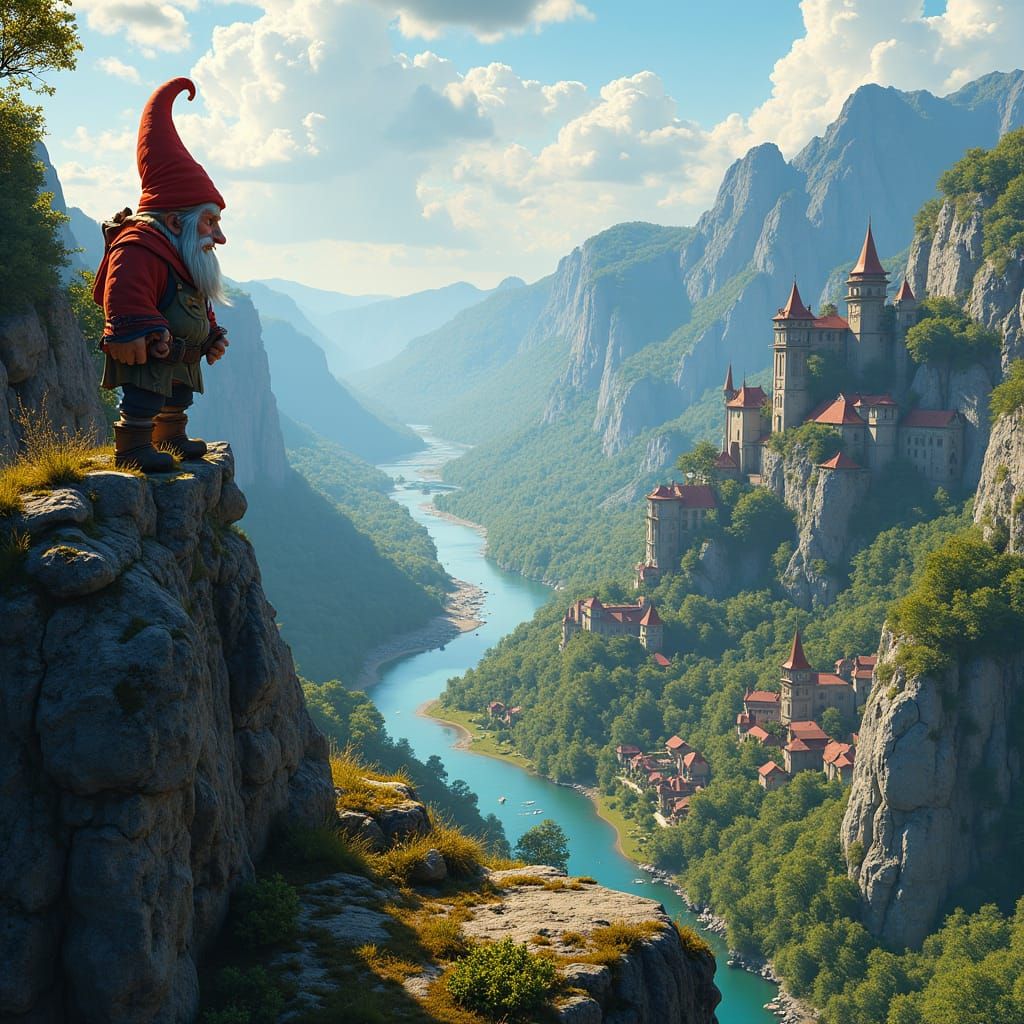 Panoramic View of River Confluence in Fantasy Style