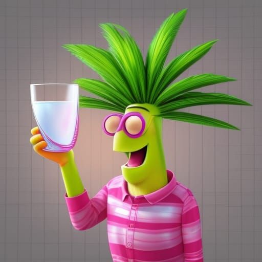 Cartoon Palm Tree Character in 3D Digital Art