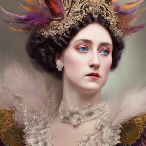 Edwardian Lady in Elaborate Costume, Digital Illustration