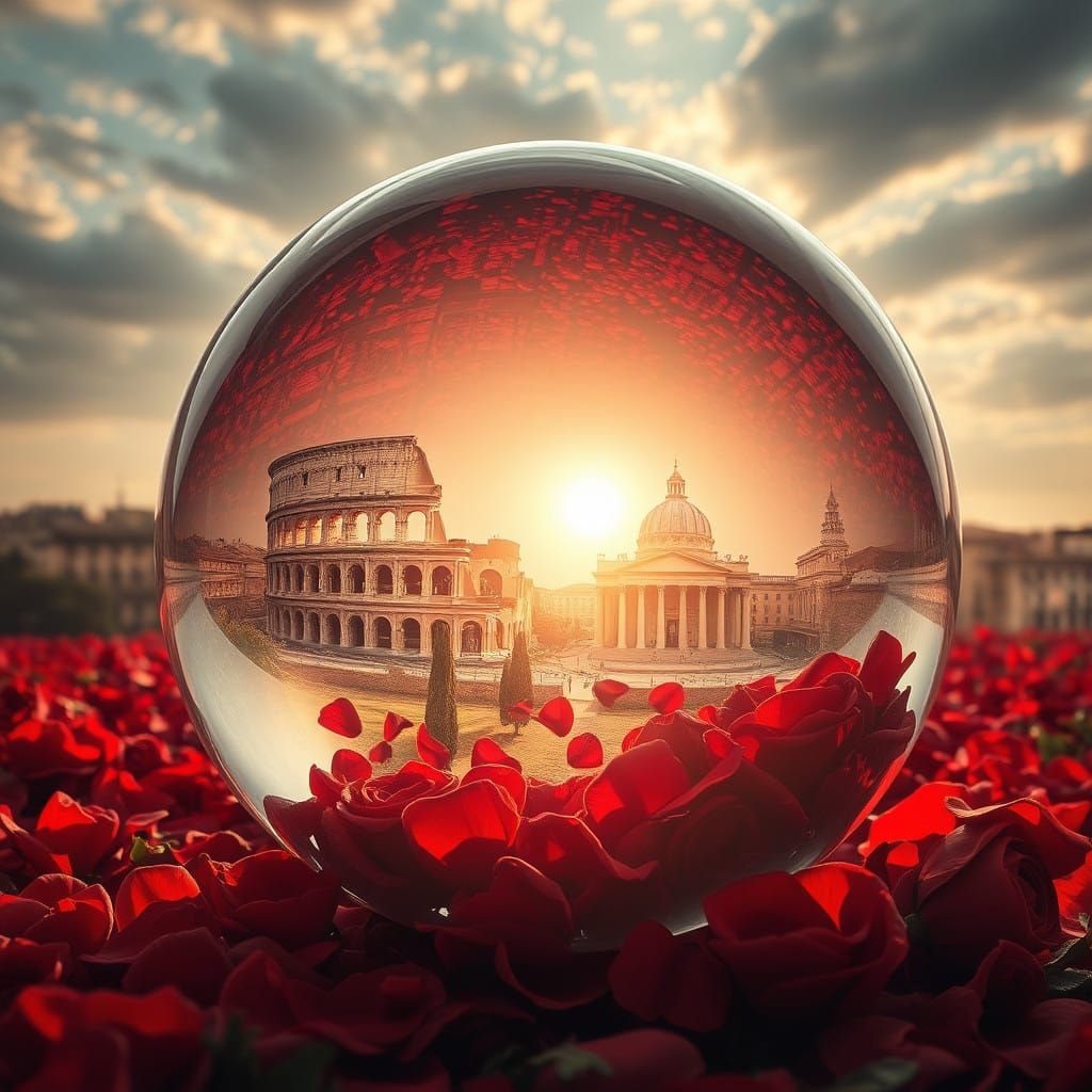 Ancient Rome Cityscape in a Crystal Glass Orb