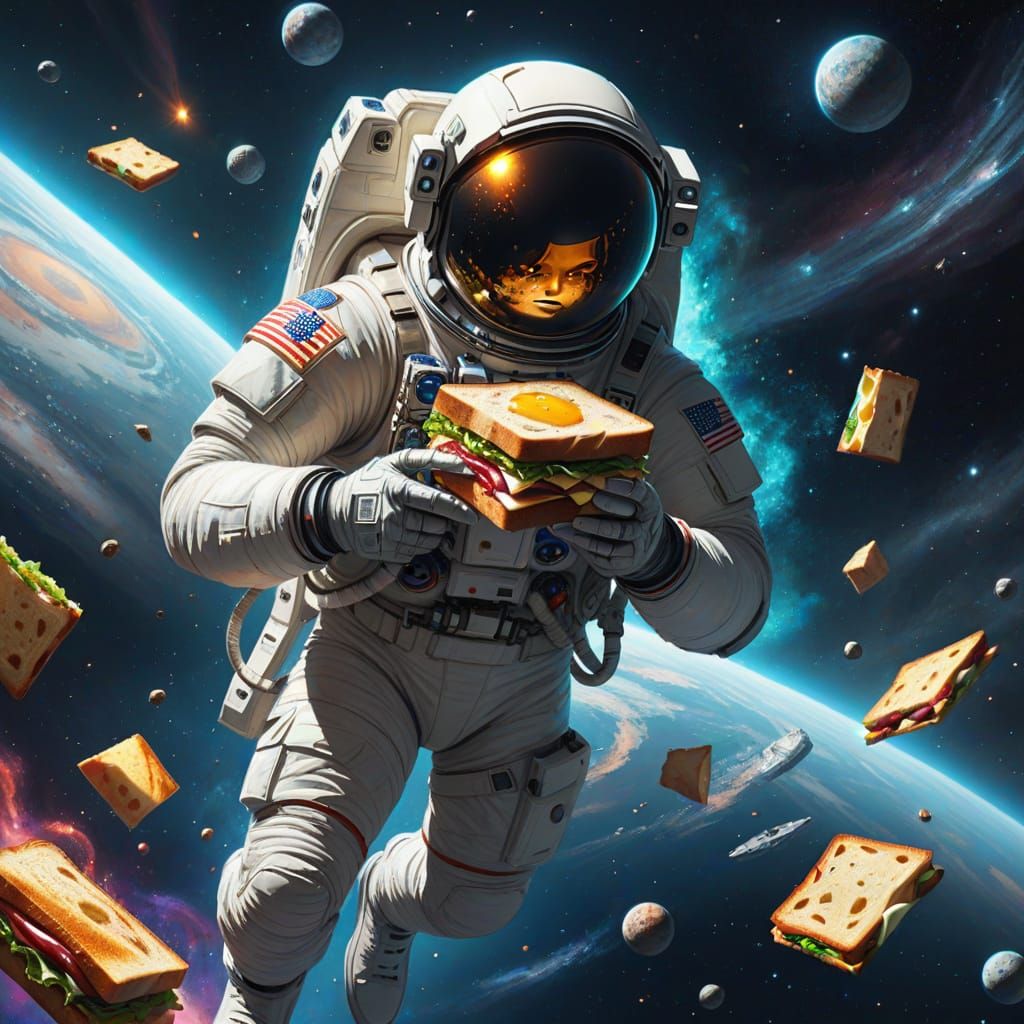 Astronaut Chases Floating Sandwich in Space