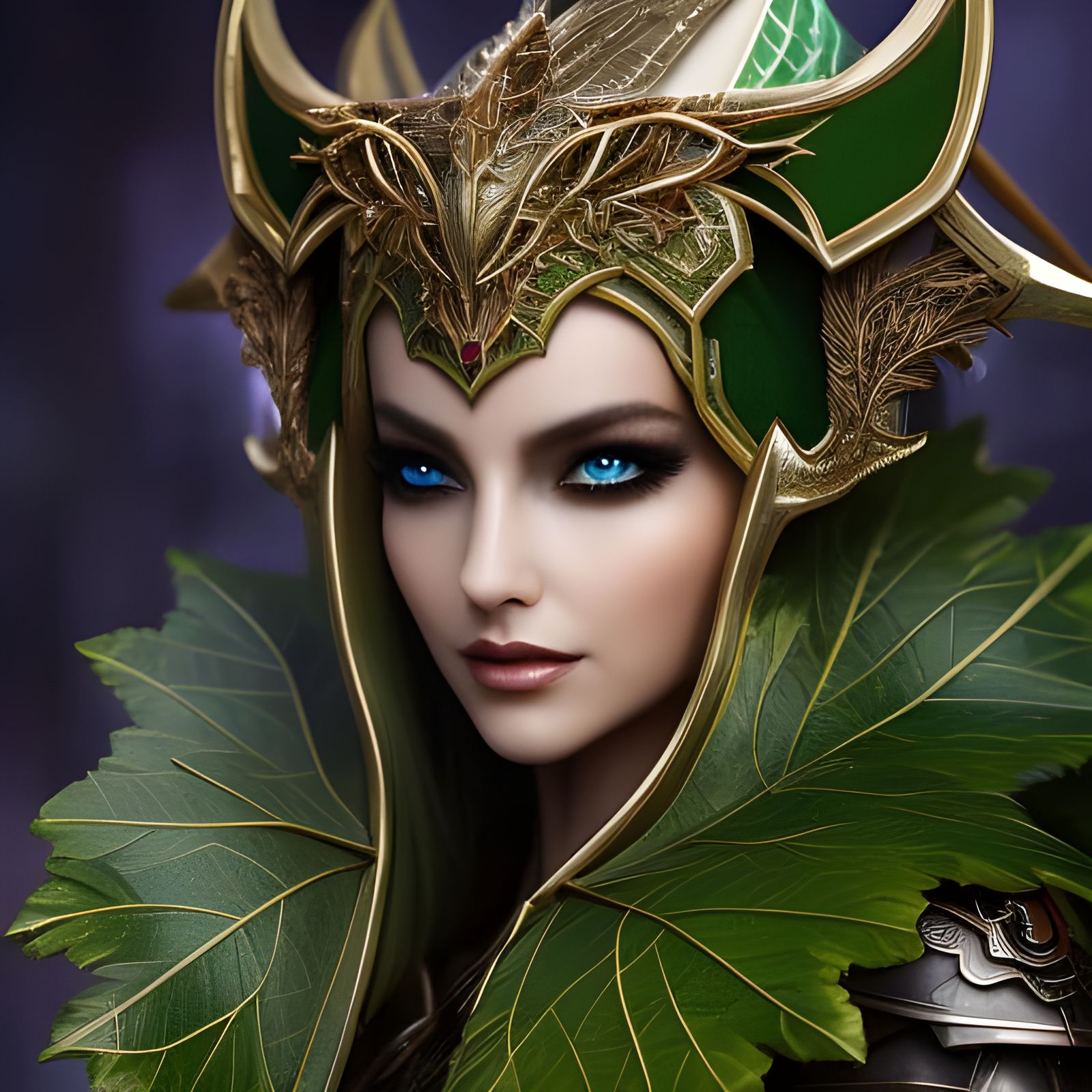 Hyperdetailed Elf Portrait in Monochromatic Armor