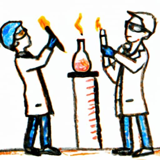Scientists Experimenting: A Crayon-Style Illustration