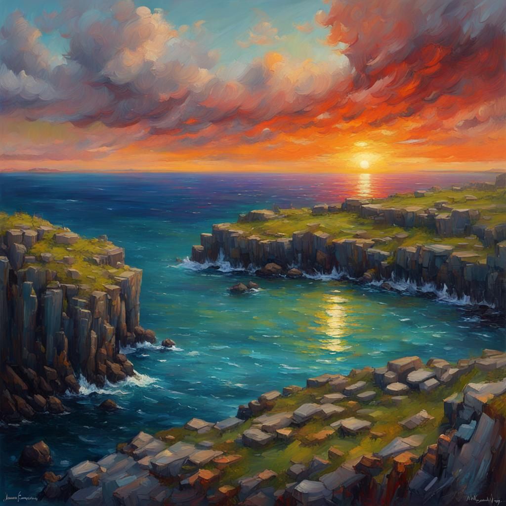 Aran Islands Sunset: Impressionist Oil Painting