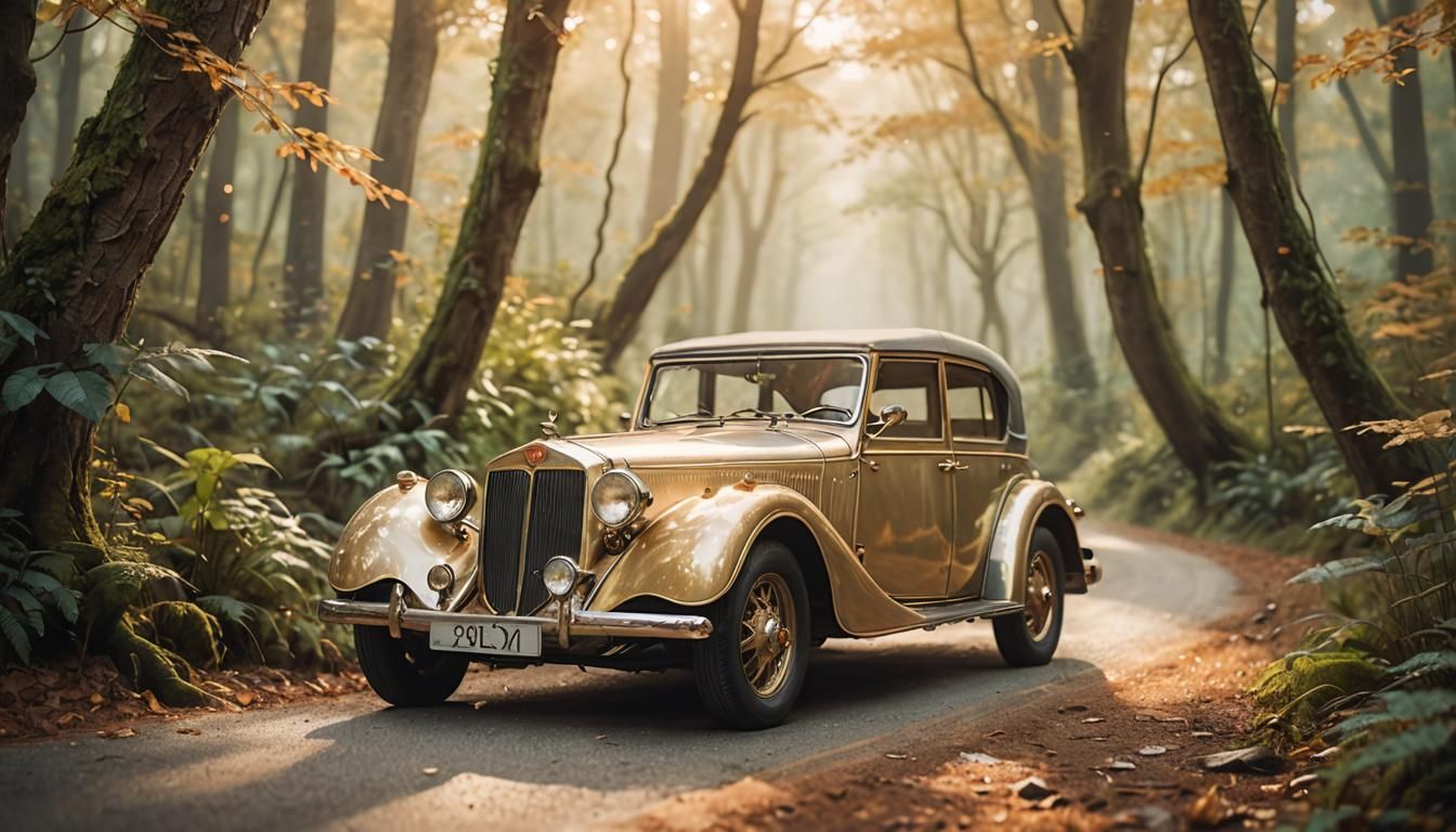 Enchanted Elven Car in Forest, Macro Photography