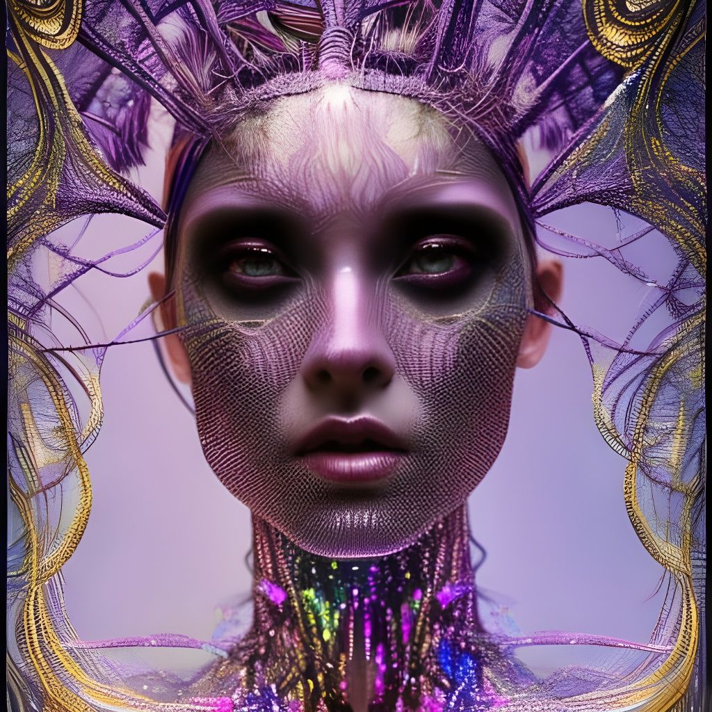 Iridescent Armored Spider-Woman: Digital Fantasy Art