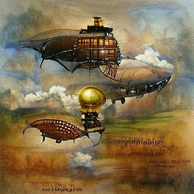 Steampunk Airship Soaring Through the Sky
