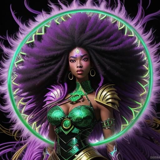 Afro Samurai Woman in Surreal Afro-Futurism Style