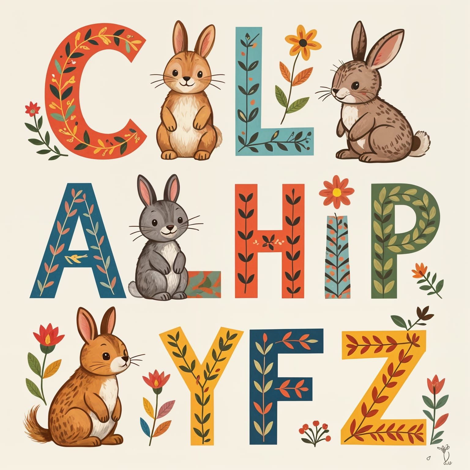 Whimsical Alphabet Letters with Playful Animals