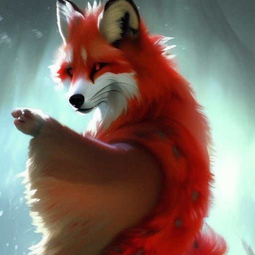 Vivid Red Fox Portrait in Volumetric Lighting